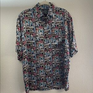 Nicole Miller 100% silk Vtg 1996 limited edition famous buildings Shirt M